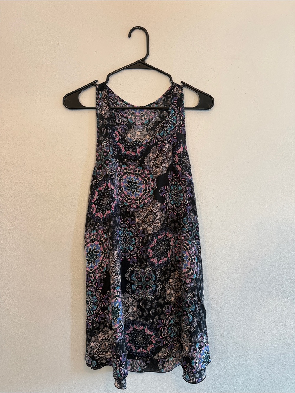 Black Paisley Halter Mini Dress with Pink & Teal Accents size S